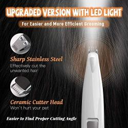 Dog Grooming Clippers with LED Light, Cat Dog Paw Clippers Pet Hair Trimmer, Rechargeable Wireless Design Low Noise Electric for Hair Around Face, Eyes, Ears, Paw, Rum