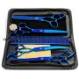 Besmall 7.0inch Titanium Professional Pet Grooming Scissors Set,Straight Thinning Curved Scissors 4pcs Set for Dog Grooming with Comb and Clean Cloth