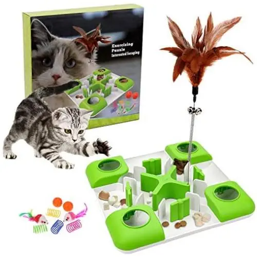 Interactive Treat Maze & Puzzle Feeder for Cats - Puzzle Cat Toy Suitable for Various Cat Entertainment Activities, Cat IQ Training Toys with 3 Level Challenges for Indoor Cats Improve Intelligence Interactive Treat Maze & Puzzle Feeder for Cats - Puzzle Cat Toy Suitable for Various Cat Entertainment Activities, Cat IQ Training Toys with 3 Level Challenges for Indoor Cats Improve Intelligence