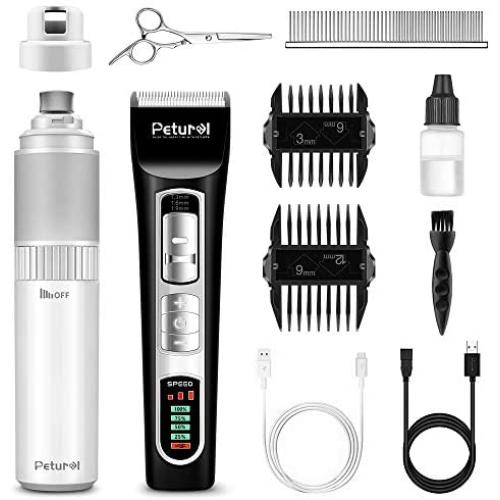 Petural Dog Nail Grinder Quiet with Powerful Dog Grooming Clippers of Dogs& Pet Dog Grooming Tool Kit