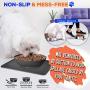 Non Skid Pet Bowl Set - No Flip Dog Bowl Dog Spill Proof Mat Set - Interlocking Non Skid Pet Puppy Cat Dog Bowl With Mat - Twisty Dish Food/Water Bowl for Mess Free Feeding - SereneLife SLTDG69 (Gray)