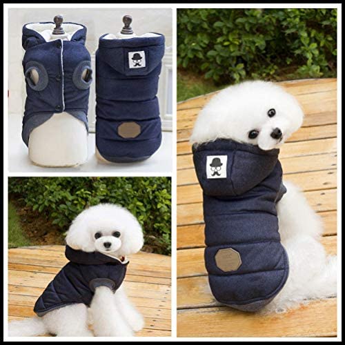 Dog Coat,Rdc Pet Dog Hoodie Warm Dog Apparel Winter Clothes Dog Cozy Jacket for Small Dog Medium Dog Cat (XXL, Blue)