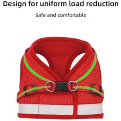 Dog Harness Vest Set Step in Puppy Vest Harness Leash Soft Mesh No Choke for Large Medium Pets Red L