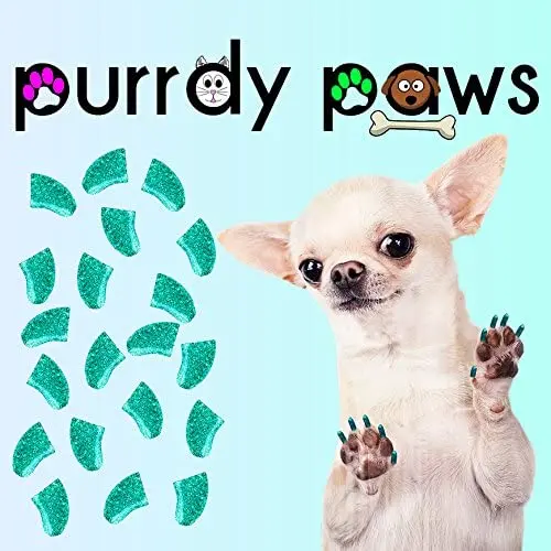 Purrdy Paws Soft Nail Caps for Dog Claws Seafoam Glitter Purrdy Paws Soft Nail Caps for Dog Claws Seafoam Glitter