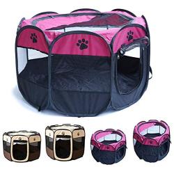 Blumoo Portable Pet Playpen, Foldable Dog Playpens, Indoor/Outdoor Pet Exercise Kennel Tent Mesh Shade Cover Travel Dog Play Tent for Puppies/Dogs/Cats/Rabbits