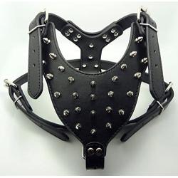 haoyueer Leather Spiked & Studded Medium & Large Dog Harness for Pit Bull, Mastiff, Boxer, Bull Terrier