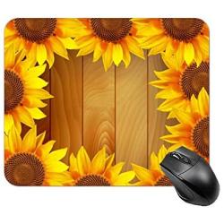 Sunflower Arranged in A Circle on A Wooden Background Flower Square Mouse Pad style5 1822cm