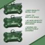 Lillian Ruff Dog Waste Bag Dispenser with Leash Clip Disposable Bag Holder for Pet Waste - 15 Leak Proof Unscented Poop Bags Included-3 Pc Pack Green