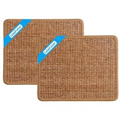 LSAIFATER 2 PCS Cat Scratching Mat, Natural Sisal Mat, Protect Carpets and Sofas (11.8x14.9 inch, Brown)