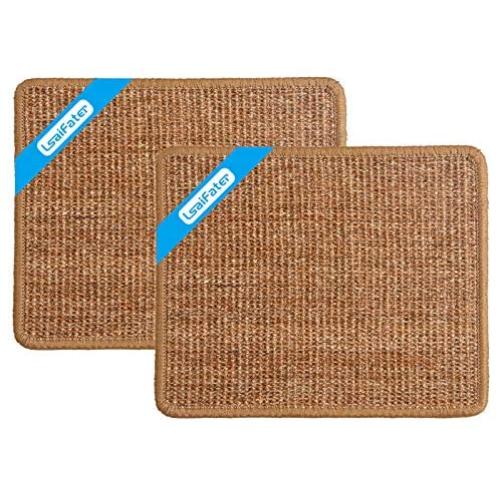 LSAIFATER 2 PCS Cat Scratching Mat, Natural Sisal Mat, Protect Carpets and Sofas (11.8x14.9 inch, Brown)