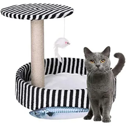 ITODA Cat Tree Tower Condo with Sisal Scratching Post, Climbing Playing Pet Stand House Bed Furniture Perch and Interactive Mouse Toy Grinding Claws Nest Supplies Removable Climber ITODA Cat Tree Tower Condo with Sisal Scratching Post, Climbing Playing Pet Stand House Bed Furniture Perch and Interactive Mouse Toy Grinding Claws Nest Supplies Removable Climber
