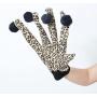 Pet Toy Cat Teaser Gloves, Ji Speed Cat Kitten Play& Scratching Gloves With Plush Balls, Leopard Pattern Funny Cat Kitten Interactive Toy 5 Fingers, 1 Pair