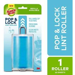 Scotch-Brite Pop & Lock Retractable Lint Roller, 60 Sheets, Multi-Color