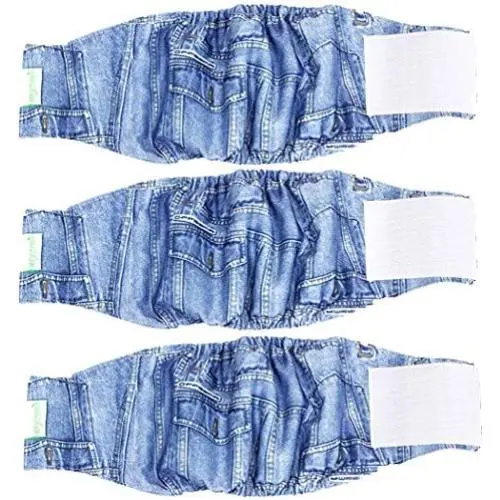 Wegreeco Jeans Washable Male Dog Diapers (Pack of 3) - Washable Male Dog Belly Wrap (Medium - 15''- 17.5''Waist) Wegreeco Jeans Washable Male Dog Diapers (Pack of 3) - Washable Male Dog Belly Wrap (Medium - 15''- 17.5''Waist)