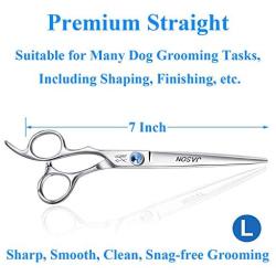 JASON Left Handed 7'' Dog Grooming Scissors, Ergonomic Blending, Chunkers, Curved, Straight Cat Pet Hair Trimming Thinning Shears with Offset Handle and a Jewelled Screw, Professional