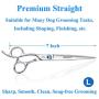 JASON Left Handed 7'' Dog Grooming Scissors, Ergonomic Blending, Chunkers, Curved, Straight Cat Pet Hair Trimming Thinning Shears with Offset Handle and a Jewelled Screw, Professional