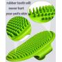 Grooming Pet Shampoo Brush，Pet Bath Comb Brush with Adjustable Ring Handle Soft Massage Brush for Dogs and Cats (Green)