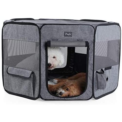 Petsfit Dog Playpen/Pet Playpen,Removable Zipper Top and Bottom, Foldable Exercise Pen, Outdoor Play Yard Use