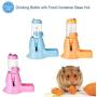 awtang 3 in 1 Hamster Water Bottle Food Container Base Hut for Drinking Feeding Rest 80 ml Rats Guinea-Pigs Ferrets Rabbits Small Animals Hanging Water Feeding Bottles Blue