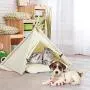 Tangkula Pet Teepee, Pent Tent w/Thick & Anti-Slip Cushion, Portable Pet House w/Stable Structure for Puppy Cat Rabbit, Washable Indoor Outdoor Pet Sleep Bed Luxury Cozy Cave Tangkula Pet Teepee, Pent Tent w/Thick & Anti-Slip Cushion, Portable Pet House w/Stable Structure for Puppy Cat Rabbit, Washable Indoor Outdoor Pet Sleep Bed Luxury Cozy Cave