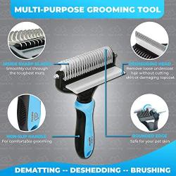 Pet Brush, 2-Side Pet Grooming Tools for Cat and Dog with Deshedding Brush and Safe Dematting Comb