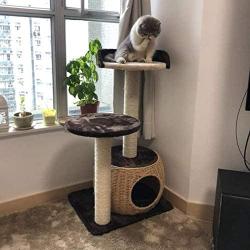 OJBK Cat Tree, Small Cat Tower, Condo, Scratching Post Kitty Activity Center Kitten Play House Climbing Frame Woven Cat House Sisal Cat Jumping Platform