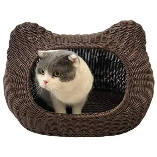 mellowY - Handmade Wicker cat Bed, cat Bed Basket, cat cave mellowY - Handmade Wicker cat Bed, cat Bed Basket, cat cave