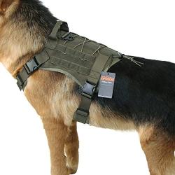 EXCELLENT ELITE SPANKER Tactical Dog Harness Military Dog Harness Working Dog Vest Molle Adjustable Training Vest Patrol K9 Harness Large with Handle