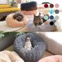 Blusea Donut Cuddler Pet Bed, Self Warming Cat Bed, Ultra-Soft Dog Calming Cushion Kennels, Washable Round Plush Sofa Bed for Cats Dogs Kittens Puppies Indoor, Diameter 15.7- 39.4