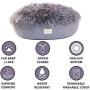 Ushang Pet Premium Faux Long Fur Calming Cuddler Orthopedic Round Dog Sofa Bed, Self-Warming Shag Dog Cushion Donut Bed for Medium & Large Dog (Large 36 inch, Gray)