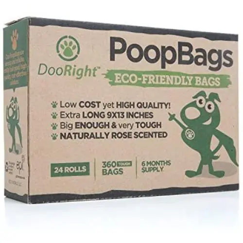 DooRight Earth-Friendly Dog Poop Bags, 360 Bags, Green Color, Rose Scented, Premium, Extra Strong & Reliable, Leak Resistant