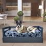 Iconic Pet Sassy Paws Wooden Pet Bed with Paw Printed Comfy Cushion for Dogs & Cats in Varying Sizes & Colors
