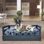 Iconic Pet Sassy Paws Wooden Pet Bed with Paw Printed Comfy Cushion for Dogs & Cats in Varying Sizes & Colors Iconic Pet Sassy Paws Wooden Pet Bed with Paw Printed Comfy Cushion for Dogs & Cats in Varying Sizes & Colors