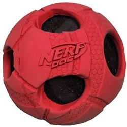 Nerf Dog Bash Rubber Wrapped Tennis Ball Dog Toy, Lightweight, Durable and Water Resistant, 2 Inches, for Small/Medium Breeds, Single Unit, Red