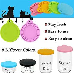 IVIA PET Food Can Lids, Universal BPA Free Silicone Can Lids Covers for Dog and Cat Food, One Can Cap Fit Most Standard Size Canned Dog Cat Food（6 Pack Multicolor