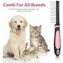 Flexzion Dog Comb - Pet Cat Grooming Trimmer Brush Stainless Steel Blade for Small Animal Puppy Dead Matted Tangles Hair Cutting Removing Tool with Rounded Teeth Needle Soft Grip Handle Flexzion Dog Comb - Pet Cat Grooming Trimmer Brush Stainless Steel Blade for Small Animal Puppy Dead Matted Tangles Hair Cutting Removing Tool with Rounded Teeth Needle Soft Grip Handle