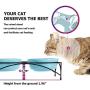 Y YHY Cat Food Bowls, Raised Cat Bowls for Food and Water, Ceramic Cat Bowls Elevated, Cat Dishes for Cat or Small Dogs,12 Ounces, Cute Cat Design, Dishwasher Safe