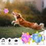 2 Pieces Dog Flashing Jumping Ball Jumping Activation Balls Colorful Pet Creative Flashing Dancing Ball with LED Light and Music Flashing Dog Toy for Indoor and Outdoor Garden, Pink and Blue