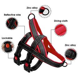 Beirui No Pull Escape Proof Dog Harness for Small Medium Large Dogs - Soft Padded Reflective Medium Dog Walking Harnesses (Black,M)