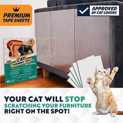 Panther Armor Cat Scratch Deterrent Tape – 8(Eight)-Pack – Double Sided Anti Cats Scratching Sticky Tape – 4-Pack XL 16”L 12”W + 4-Pack Large 17”L 10”W Furniture Protectors – Clear Training Tape