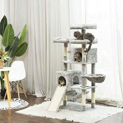 Hey-brother 63 Multi-Level Cat Tree, King Cat Condo with Cozy Perches, Stable Cat Tower Pet Play House