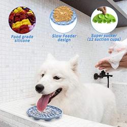 Autokcan Dog Lick Mat, Licking Mat for Dogs, Cats, Puppys, 2PCS Dog Slow Feeder Lick Pad with 12 Strong Suctions to Wall, Dog Washing Distraction Device for Pet Bathing, Grooming, Dog Training