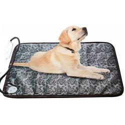 Pet Heating Pad Large, Dog Cat Electric Heating Pad Indoor Waterproof Adjustable Warming Mat with Chew Resistant Steel Cord (28 x17.7 in)