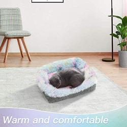 Self Warming Cat Bed / Mat for Indoor Cats - Pet Bed Cushion for Small Dogs, Warm Cave, Soft Colorful Plush Fluffy Puppy Sofa with Anti Slip Bottom