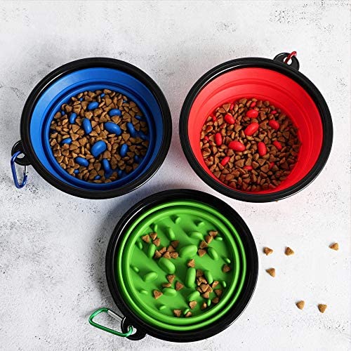 Olele Food Bowl to Slow Down Eating,Dog & Cat Food Bowls Slow Feeder… (3 Colors Pack)