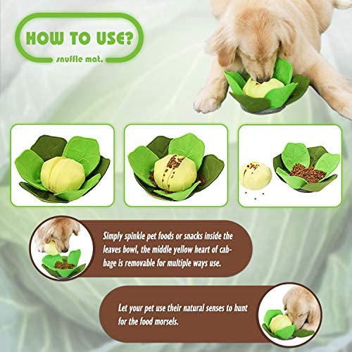 AOFITEE Dog Snuffle Mat Pet Feeding Mat Interactive Puzzle Toys, Cabbage Shaped Washable Puppy Training Mats, Encourages Natural Foraging Skills for Cat & Dog