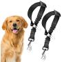 Elastic Nylon Dog Seat Belt, Durable & Adjustable Black Harness, 2 Pcs. Elastic Tether with Metal Buckles, Suitable to Most Car Models, Prevents Distraction & Accident, Fits Small to Large Pets