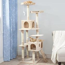 PETMAKER Skyscraper Sleep & Play Cat Tree, 5.5 feet, Beige