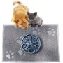 July miracle Pet Food Mat, Dog cat Nonslip Feeding Tray, Gray