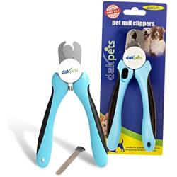 DakPets Dog Nail Clippers and Trimmers - with Safety Guard to Avoid Over Cutting, Free Nail File, Razor Sharp Blade - Professional Pet Grooming Tool for Medium-Large Animals Cats